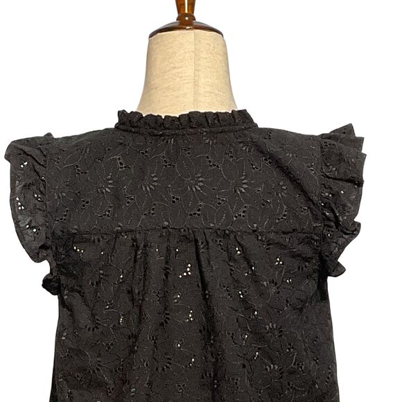 Loft Eyelet Ruffle Split Neck Shell Top Medium - Picture 8 of 11